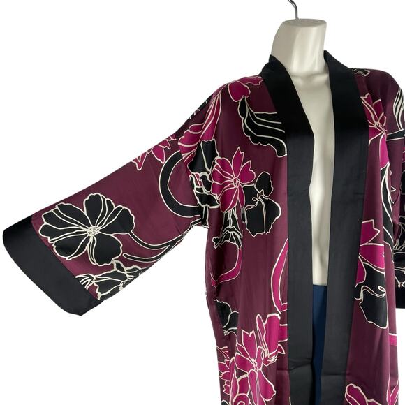 Chico's Travelers Floral Printed Kimono Jacket Deep Chianti Size L/XL - Picture 6 of 11